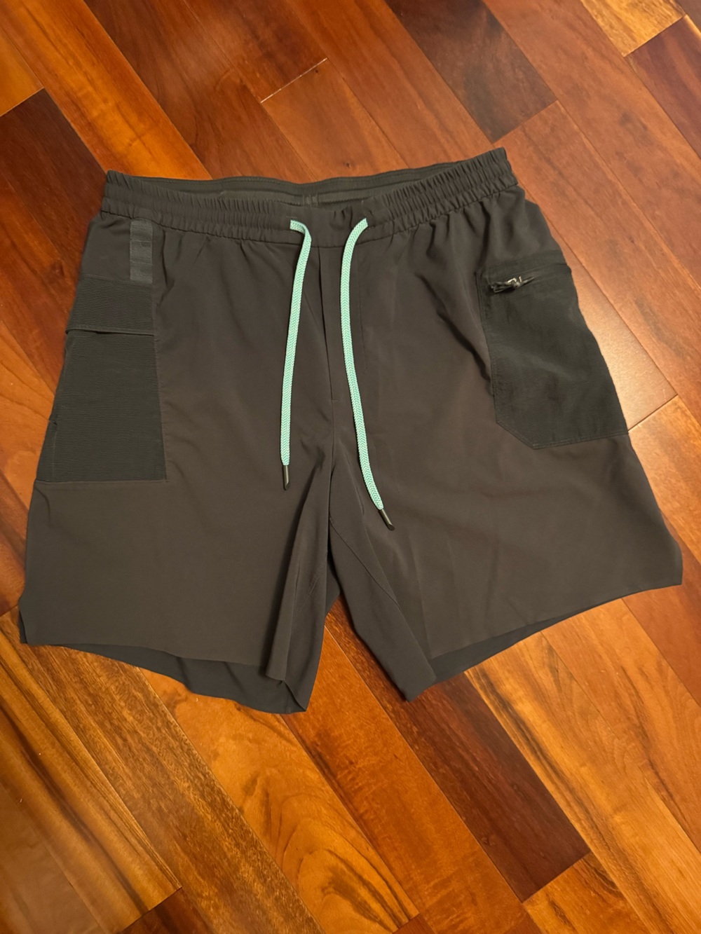 lululemon athletica Black Athletic Shorts with Mint Drawcord